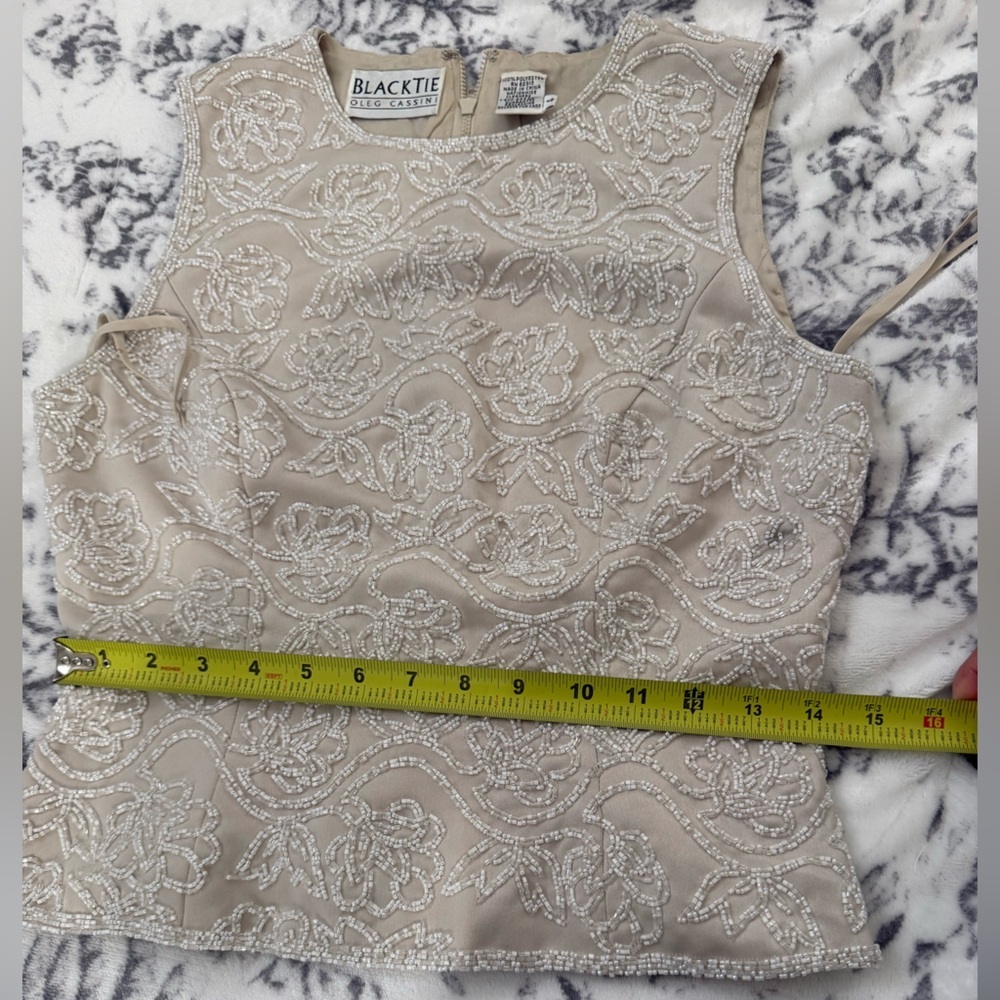 Vintage Bridal Nude Champagne beaded silk evening top size 4 - Picture 11 of 12